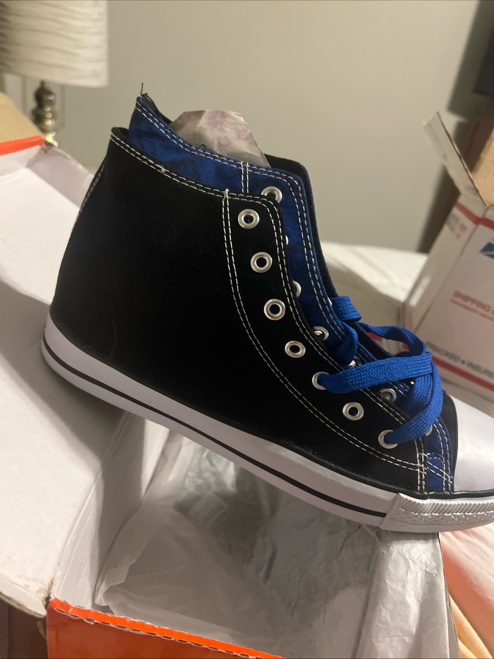 Men’s Collection C High-Top Canvas Sneakers in Black and Blue
